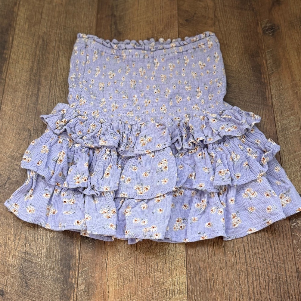 Juniper Blu Smocked Tiered Ruffle Skirt Girls OS‎ Lavender Floral